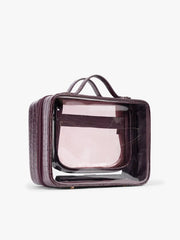 Large Clear Cosmetics Case in Croc-Embossed
